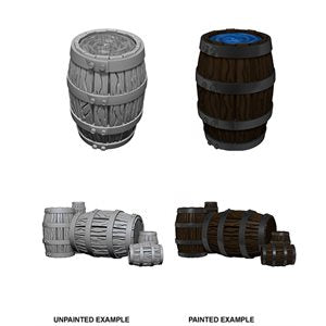 WizKids Deep Cuts Unpainted Miniatures: Barrel & Pile of Barrels | Boutique FDB