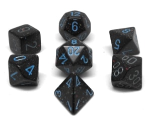 CHX25338 BLUE STARS SPECKLED 7PC POLYHEDRAL SET | Boutique FDB