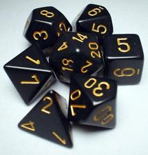 Chessex Opaque: 7Pc Black / Gold | Boutique FDB