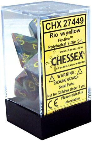 Chessex Festive Rio w/ Yellow Set of 7 Dice | Boutique FDB