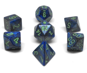 Lustrous Drak blue green Chessex 7 dice set chx27496 | Boutique FDB