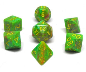 Ensemble de 7 dés polyédriques Vortex Morve avec chiffres jaunes CHX27515 | Boutique FDB