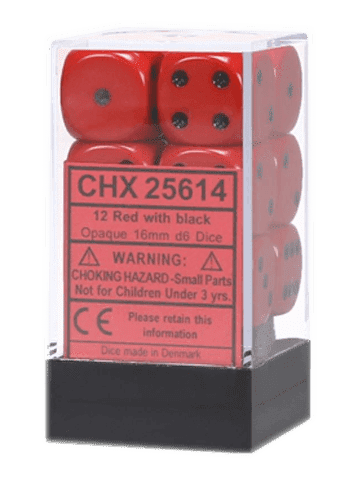 Chessex Opaque: 12D6 red / black | Boutique FDB