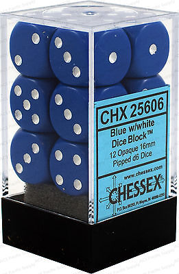 Chessex Opaque: 12D6 Blue / White | Boutique FDB