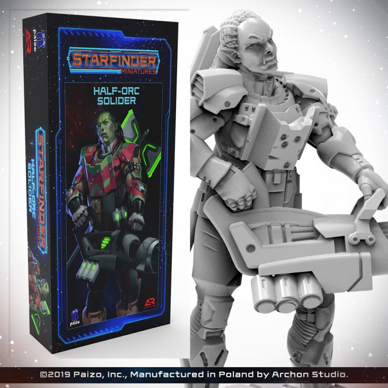 Starfinder Miniatures - Half-orc Soldier | Boutique FDB