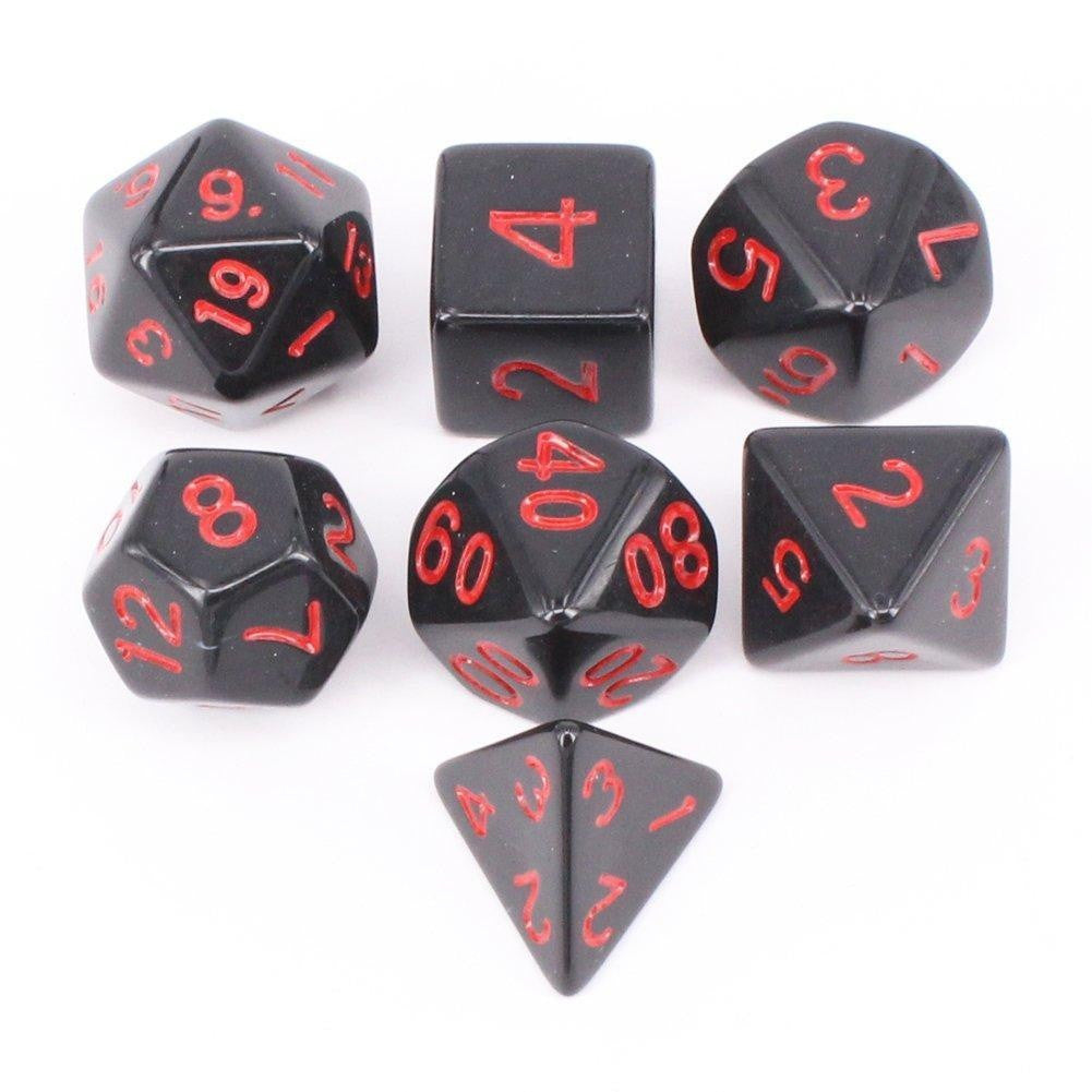 Polyhedral Dice Opaque Black/red | Boutique FDB