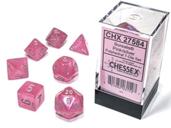 Chessex (27584): Borealis 7-Die Pink/Silver with Luminary | Boutique FDB