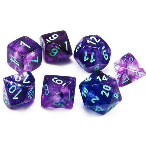 Chessex (27557): Polyhedral 7-Die Set: Nebula: Nocturnal/Blue Luminary | Boutique FDB