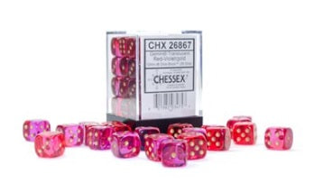 Chessex -  Gemini Translucent Red-Violet/Gold 36D6 | Boutique FDB