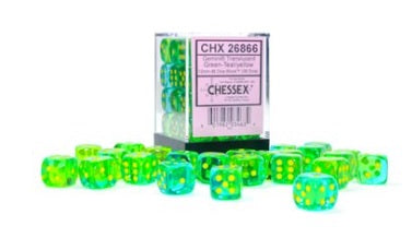 Chessex -  Gemini Translucent Green-Teal/Yellow 36D6 | Boutique FDB
