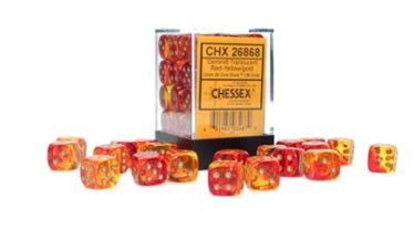 Chessex -  Gemini Translucent Red-Yellow/Gold 36D6 | Boutique FDB