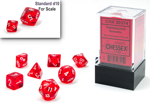 TRANSLUCENT MINI-POLYHEDRAL RED/WHITE 7-DIE SET | Boutique FDB