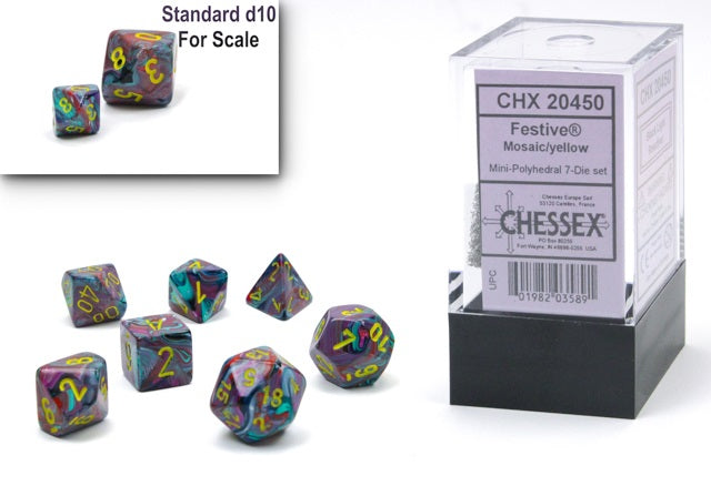 FESTIVE MINI-POLYHEDRAL 7-DIE SET MOSAIC/YELLOW | Boutique FDB