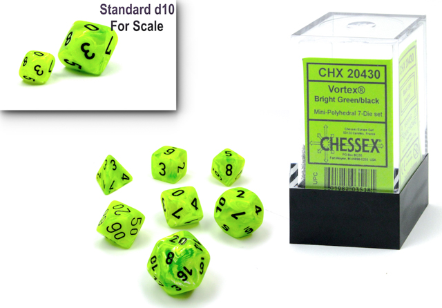 VORTEX MINI-POLYHEDRAL 7-DIE SET BRIGHT GREEN/BLK | Boutique FDB