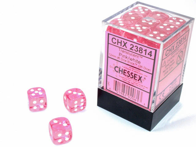 Chessex -  Translucent Pink/White 36D6 | Boutique FDB