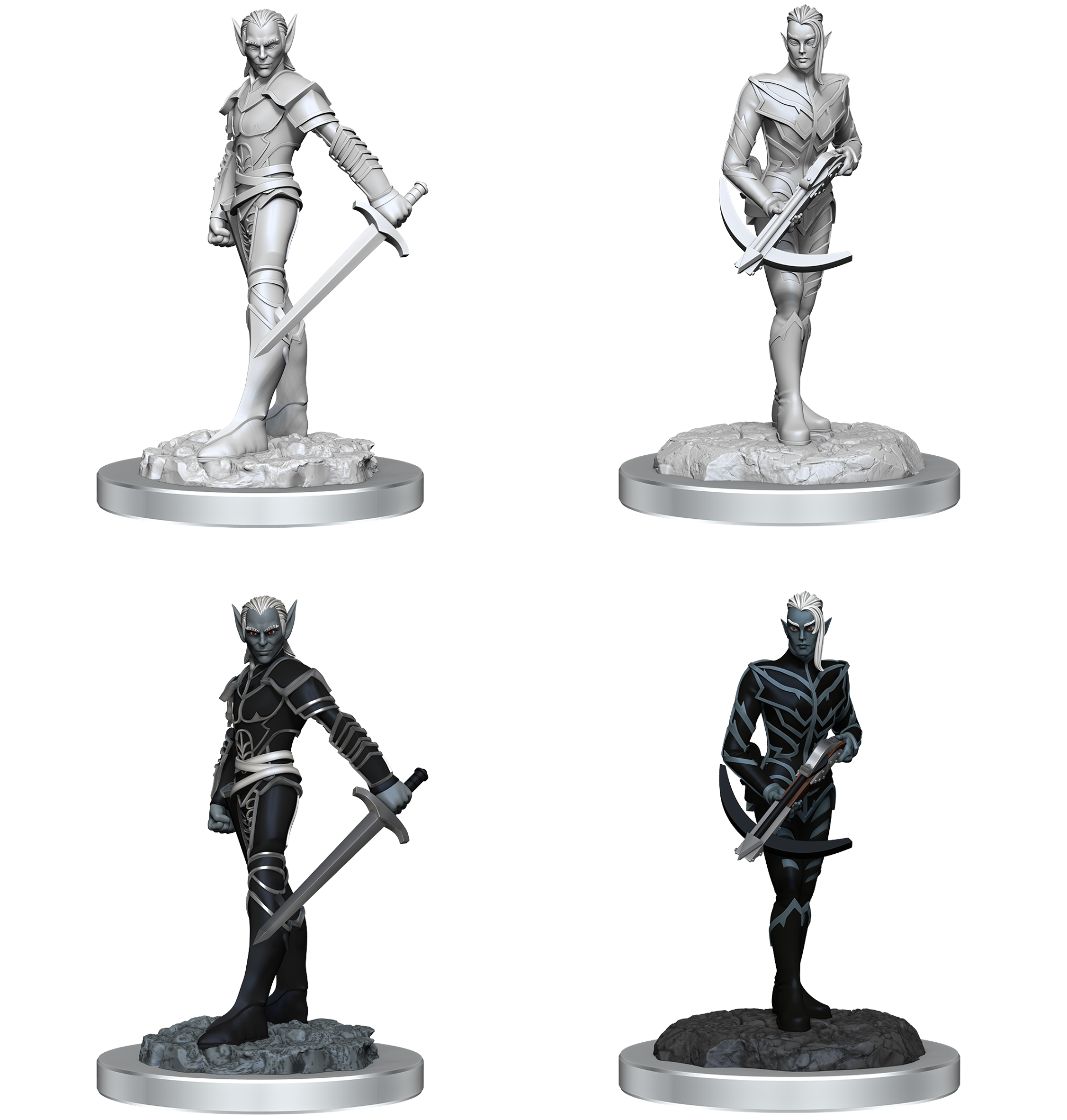 Dungeons & Dragons : Unpainted Miniatures - Wave 18 - Drow Fighters | Boutique FDB