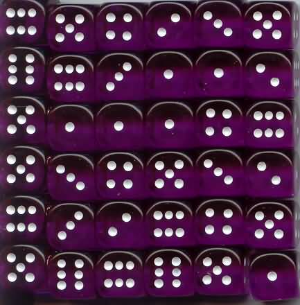 Chessex -  Translucent Purple/White 36D6 | Boutique FDB