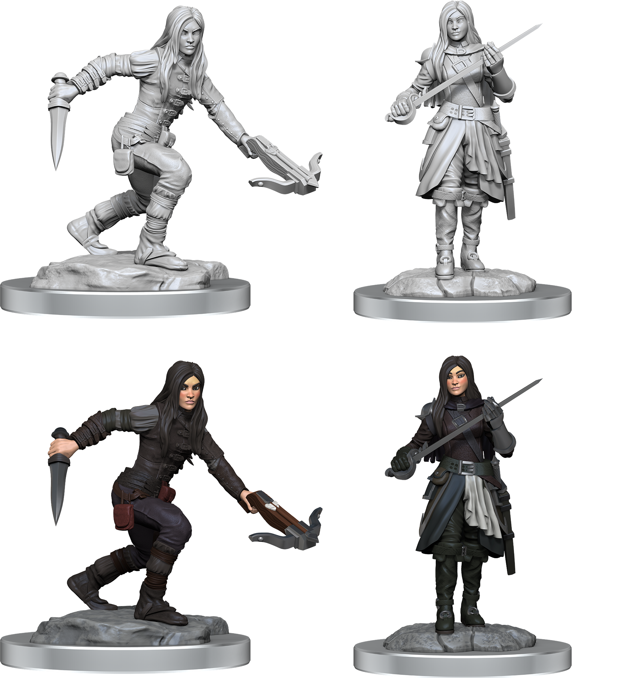 Dungeons & Dragons : Unpainted Miniatures - Wave 17 - Half-Elf Rogues Female | Boutique FDB